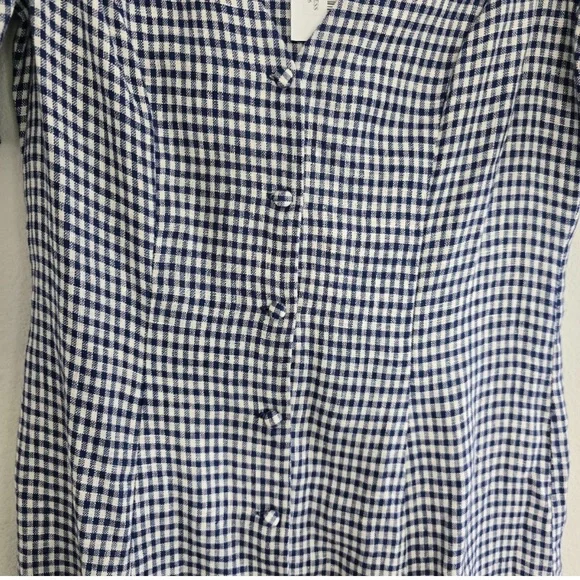 Reformation Newbury Linen Dress Sz 6 Challah Check Button Down New - Picture 5 of 14